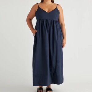 Quince 100% Organic Cotton Sleeveless Maxi Dress Blue Size XS